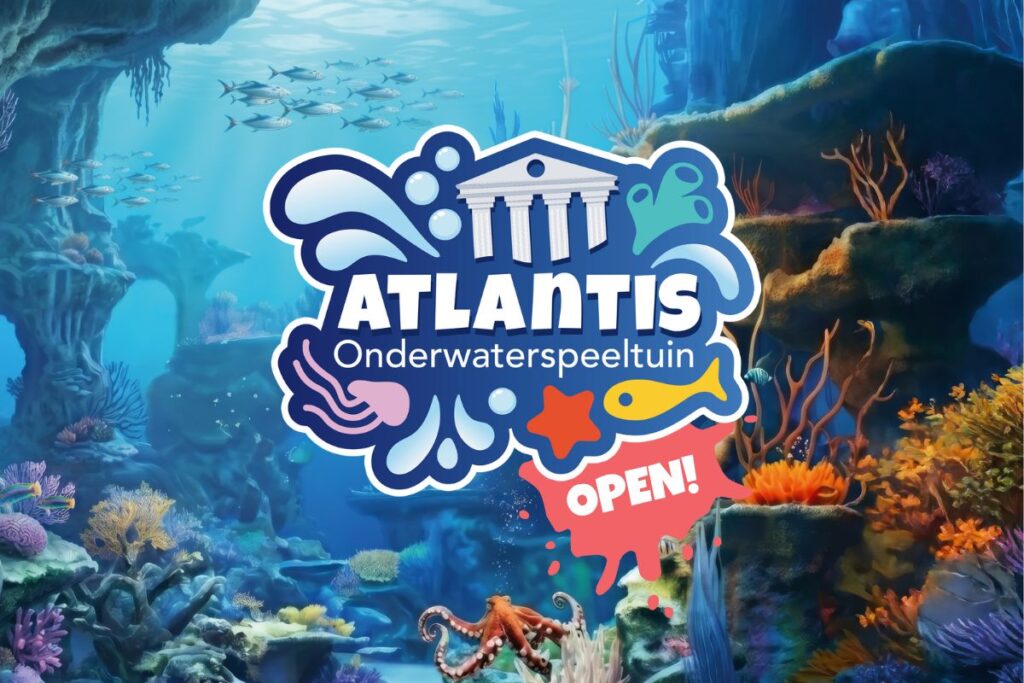Logo van de nieuwe indoor speeltuin Atlantis in het Dolfinarium