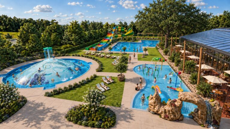 Sfeerimpressie van de nieuwe buitenzwemzone van Camping Wedderbergen