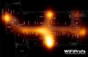 Heatmap van een winkelcentrum; een van de toepassingen van het wifi-volgsysteem
