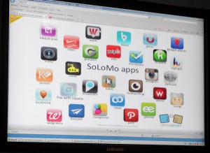 een sheet met slechts enkele van de SoLoMo apps.